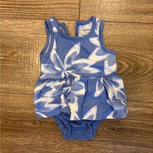 Carter's Periwinkle & White Floral Baby Dress Onesie